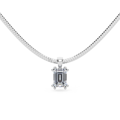 The Parla Omega | Vertical Emerald Lab-Diamond Basket Pendant Necklace in 14K Gold