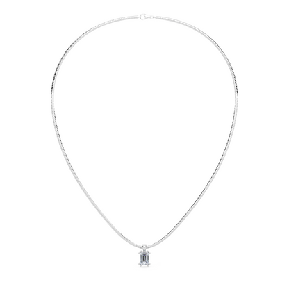 The Parla Omega | Vertical Emerald Lab-Diamond Basket Pendant Necklace in 14K Gold