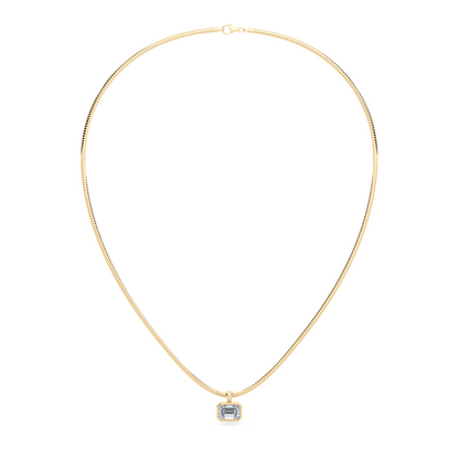 The Parla Omega | Emerald Lab-Diamond Bezel Pendant Necklace in 14K Gold