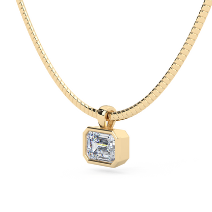 The Parla Omega | Emerald Lab-Diamond Bezel Pendant Necklace in 14K Gold