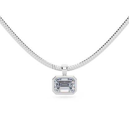 The Parla Omega | Emerald Lab-Diamond Bezel Pendant Necklace in 14K Gold