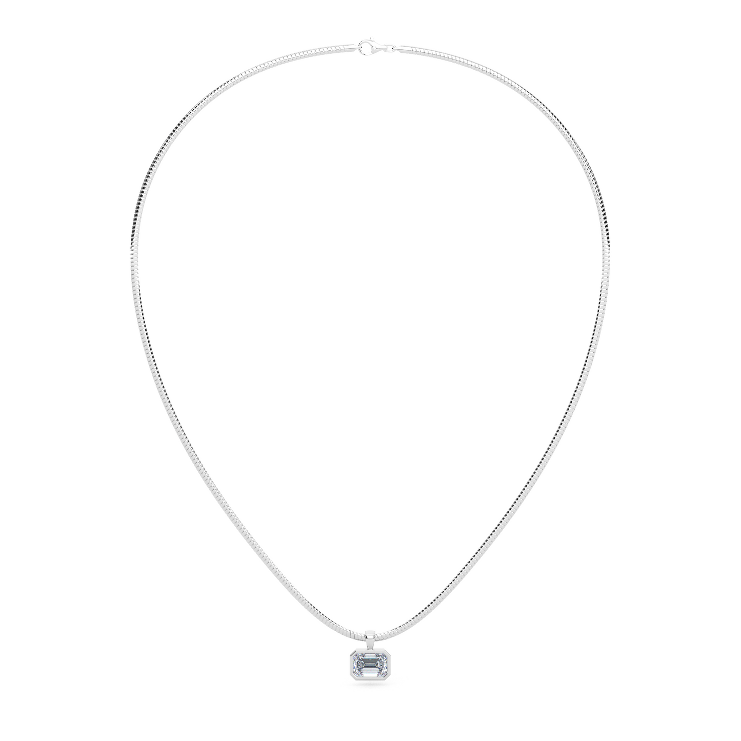 The Parla Omega | Emerald Lab-Diamond Bezel Pendant Necklace in 14K Gold