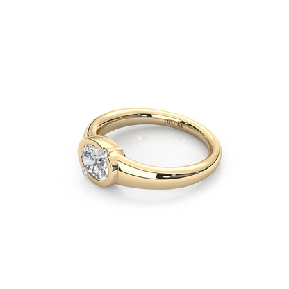 1.00 Carat Oval Cut Lab-Grown Diamond East-West Bezel Modern Minimalist Design Ring