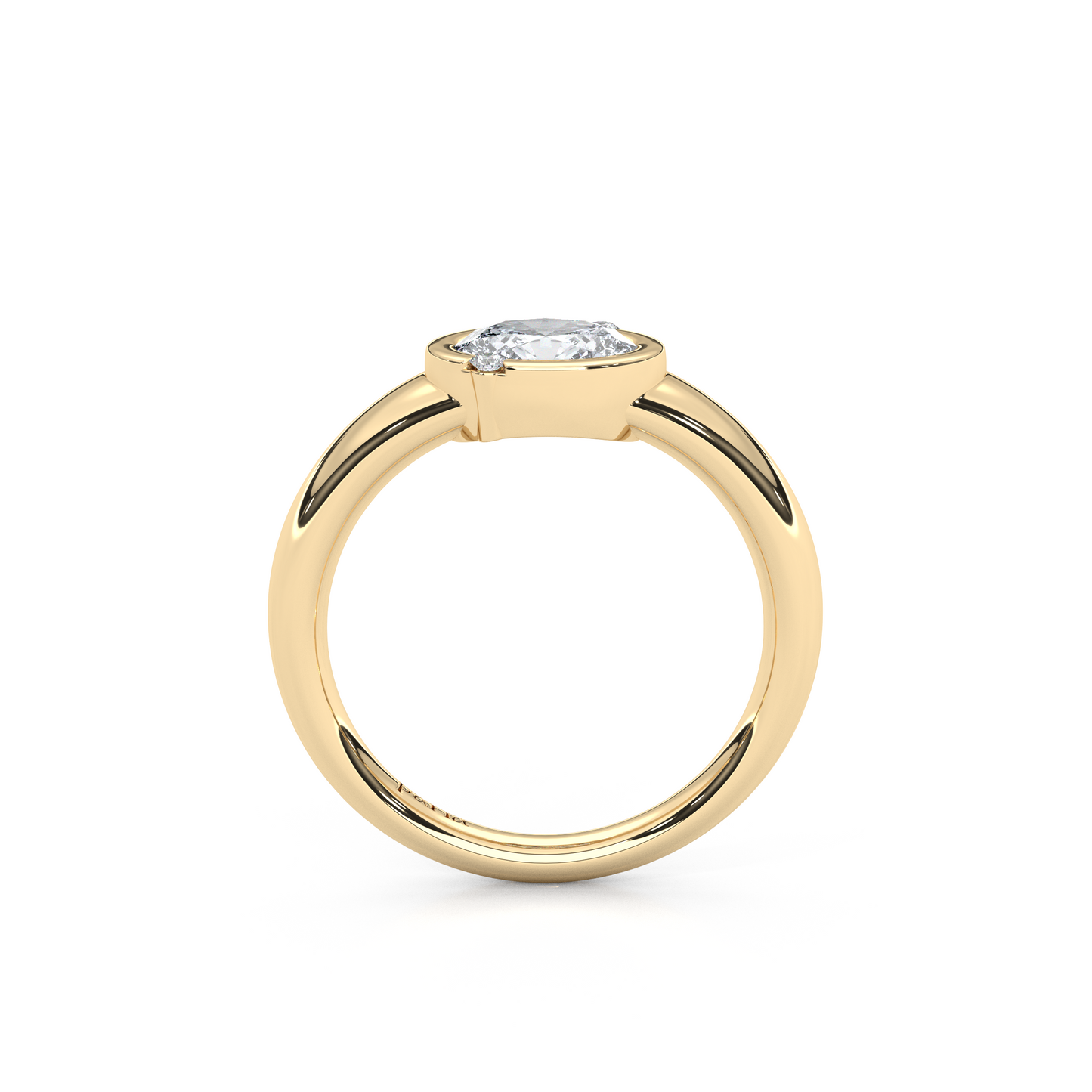 1.00 Carat Oval Cut Lab-Grown Diamond East-West Bezel Modern Minimalist Design Ring