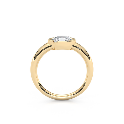 1.00 Carat Oval Cut Lab-Grown Diamond East-West Bezel Modern Minimalist Design Ring