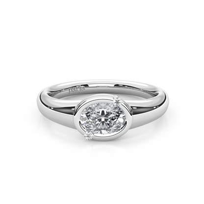 1.00 Carat Oval Cut Lab-Grown Diamond East-West Bezel Modern Minimalist Design Ring
