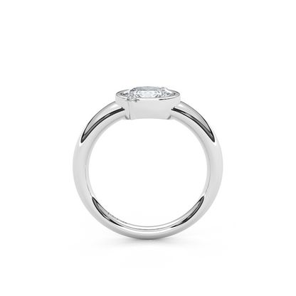 1.00 Carat Oval Cut Lab-Grown Diamond East-West Bezel Modern Minimalist Design Ring