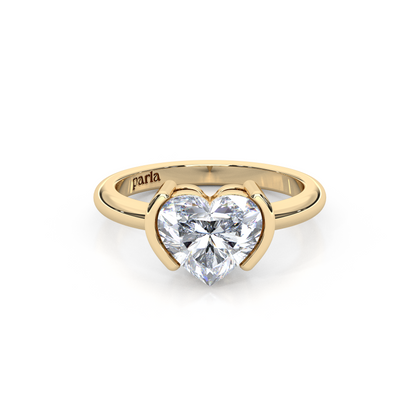 The Modern Amour – Semi-Bezel 1ct. Heart Diamond Solitaire Ring