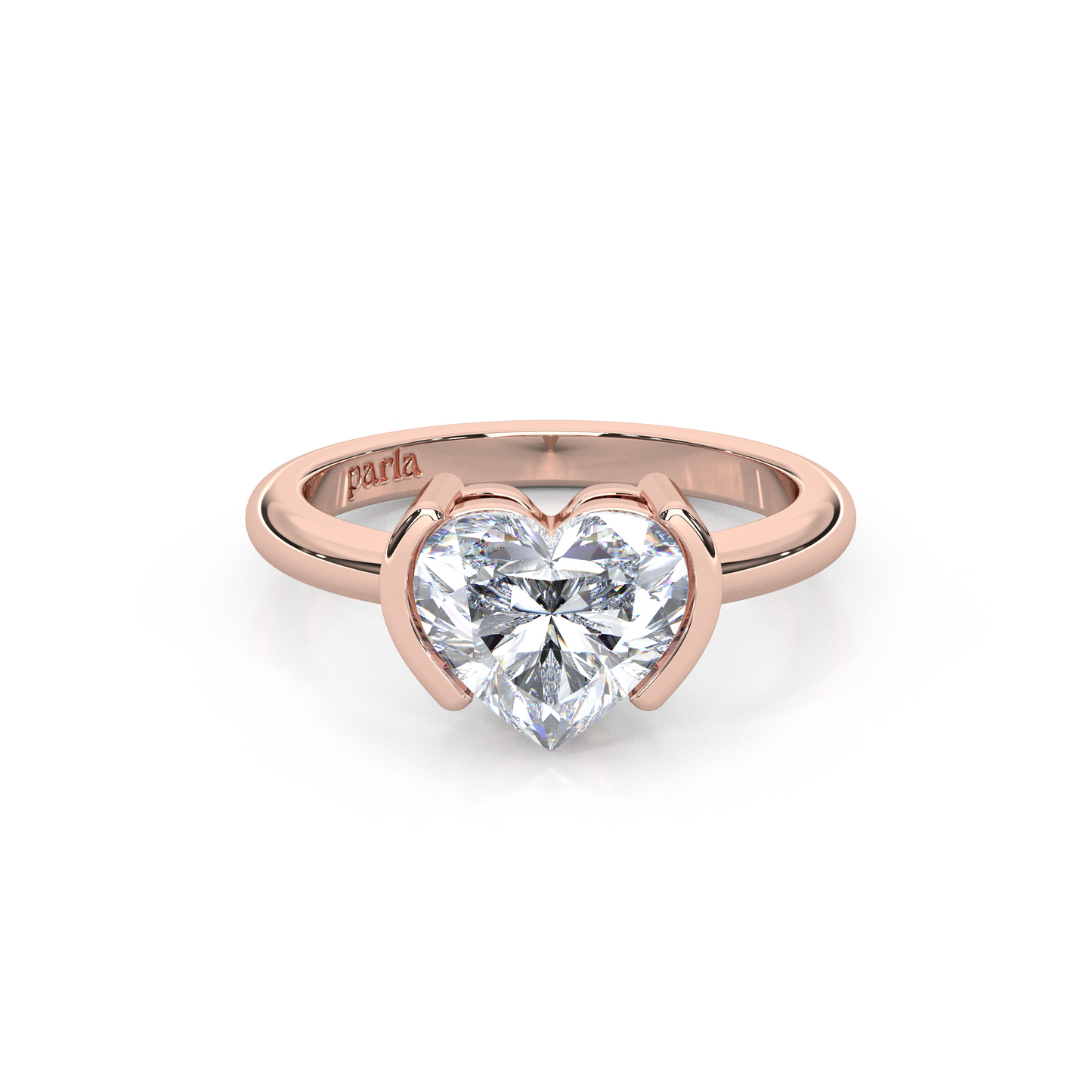The Modern Amour – Semi-Bezel 1ct. Heart Diamond Solitaire Ring