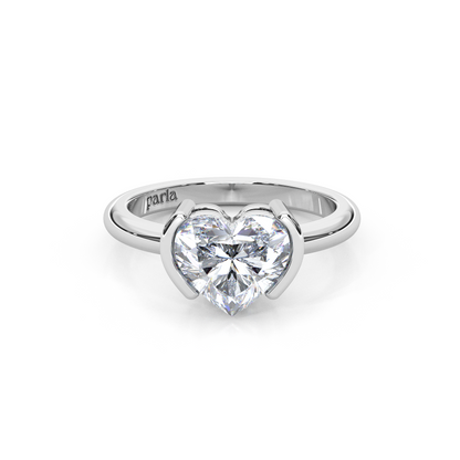 The Modern Amour – Semi-Bezel 1ct. Heart Diamond Solitaire Ring