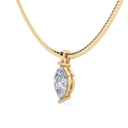 The Parla Omega | Vertical Marquise Lab-Diamond Basket Pendant Necklace in 14K Gold