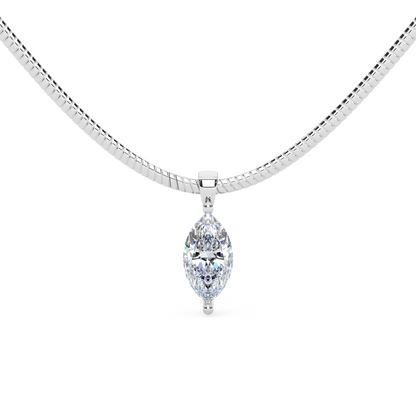 The Parla Omega | Vertical Marquise Lab-Diamond Basket Pendant Necklace in 14K Gold