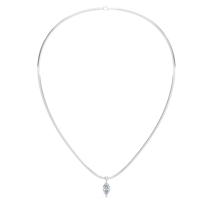 The Parla Omega | Vertical Marquise Lab-Diamond Basket Pendant Necklace in 14K Gold