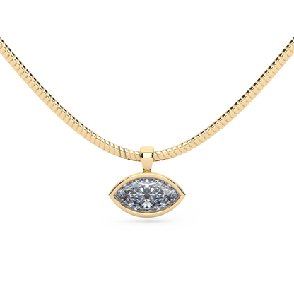 The Parla Omega | Marquise Lab-Diamond Bezel Pendant Necklace in 14K Gold