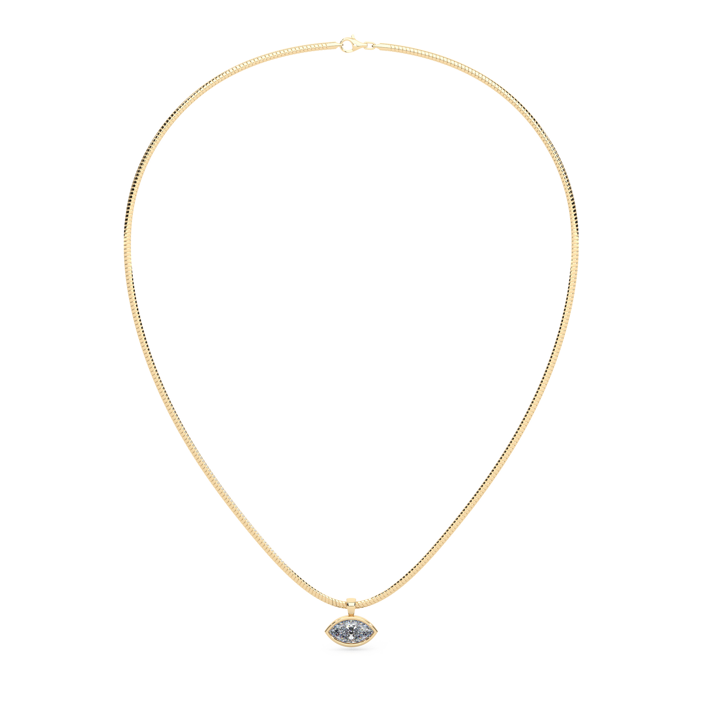 The Parla Omega | Marquise Lab-Diamond Bezel Pendant Necklace in 14K Gold