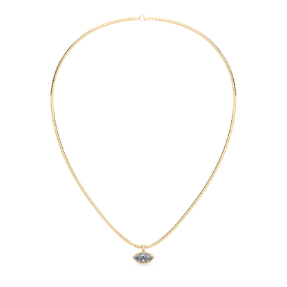The Parla Omega | Marquise Lab-Diamond Bezel Pendant Necklace in 14K Gold