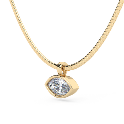 The Parla Omega | Marquise Lab-Diamond Bezel Pendant Necklace in 14K Gold