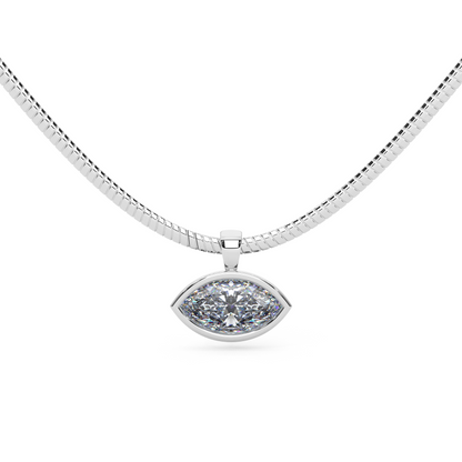 The Parla Omega | Marquise Lab-Diamond Bezel Pendant Necklace in 14K Gold