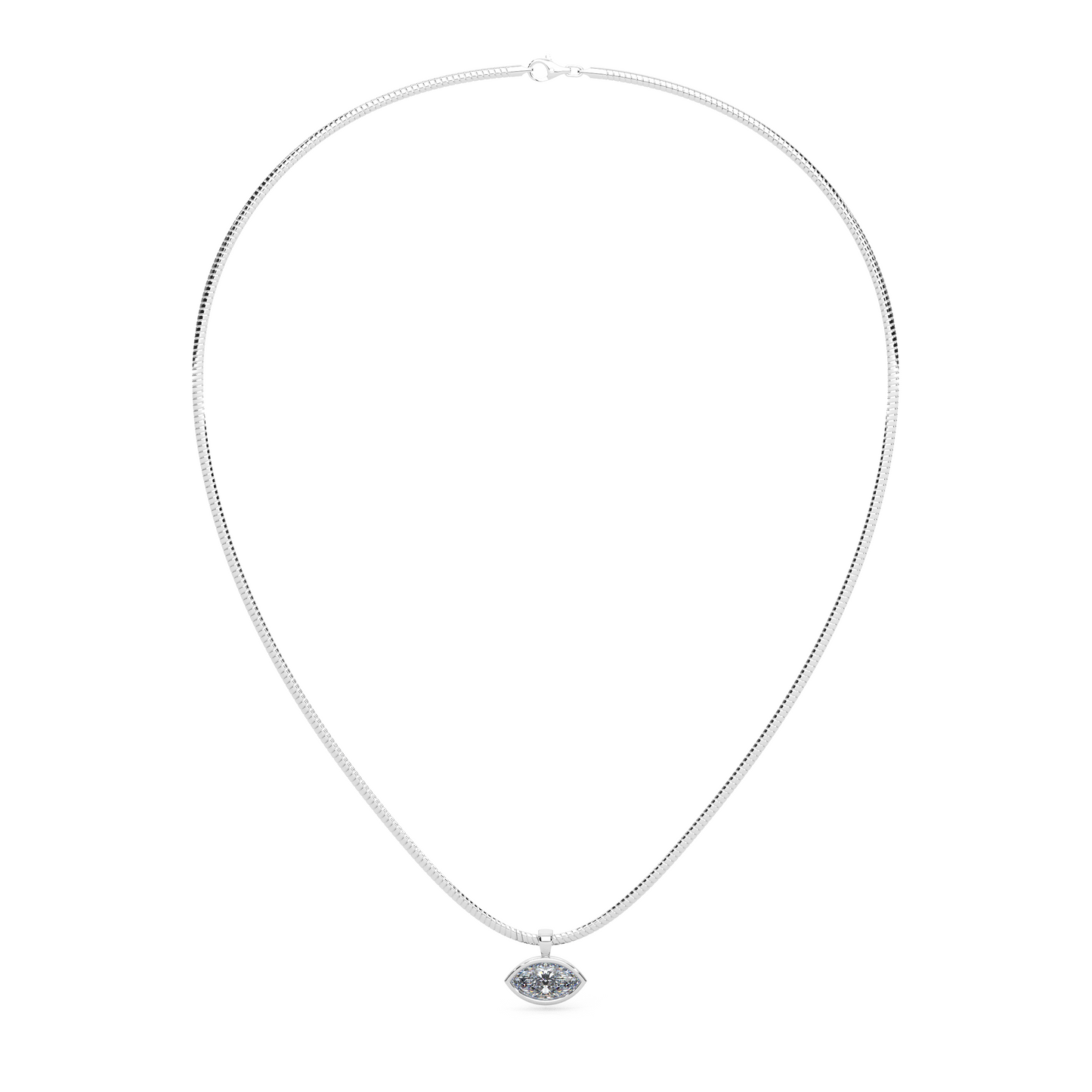 The Parla Omega | Marquise Lab-Diamond Bezel Pendant Necklace in 14K Gold
