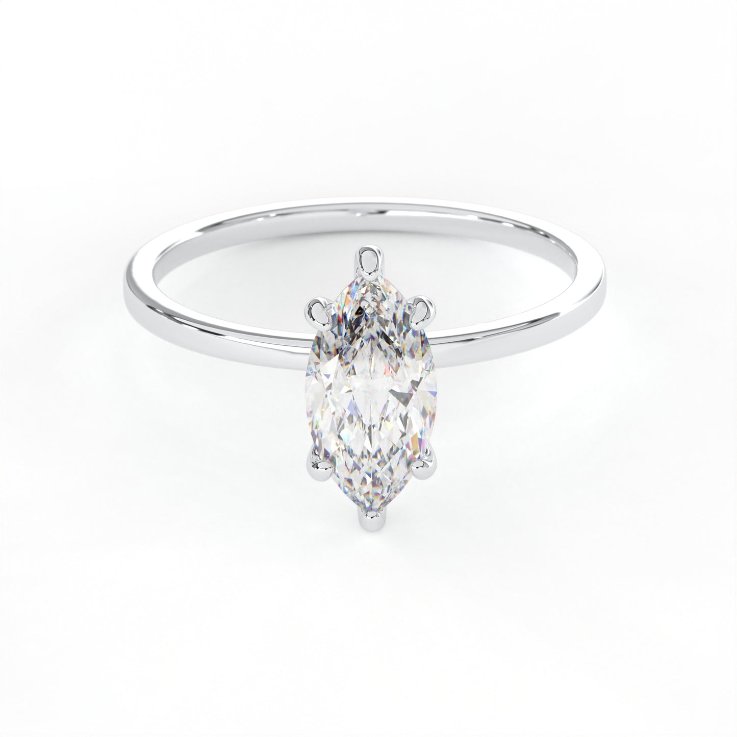 Elegant 1.00 Carat Marquis Cut Lab Diamond Solitaire Engagement Ring