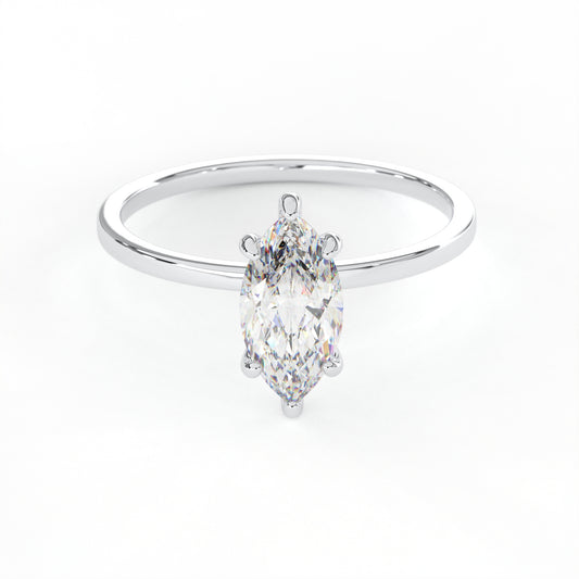 Elegant 1.00 Carat Marquis Cut Lab Diamond Solitaire Engagement Ring