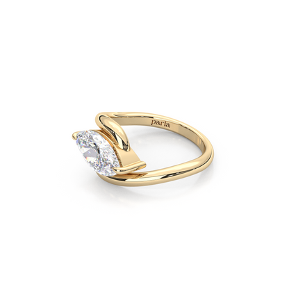 2.00 Carat East-West Marquise Cut Lab Diamond Ring with Curved Split Band
