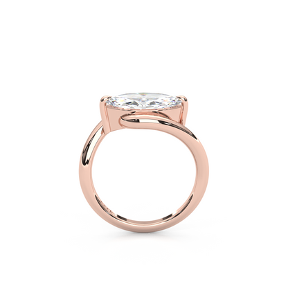 2.00 Carat East-West Marquise Cut Lab Diamond Ring with Curved Split Band