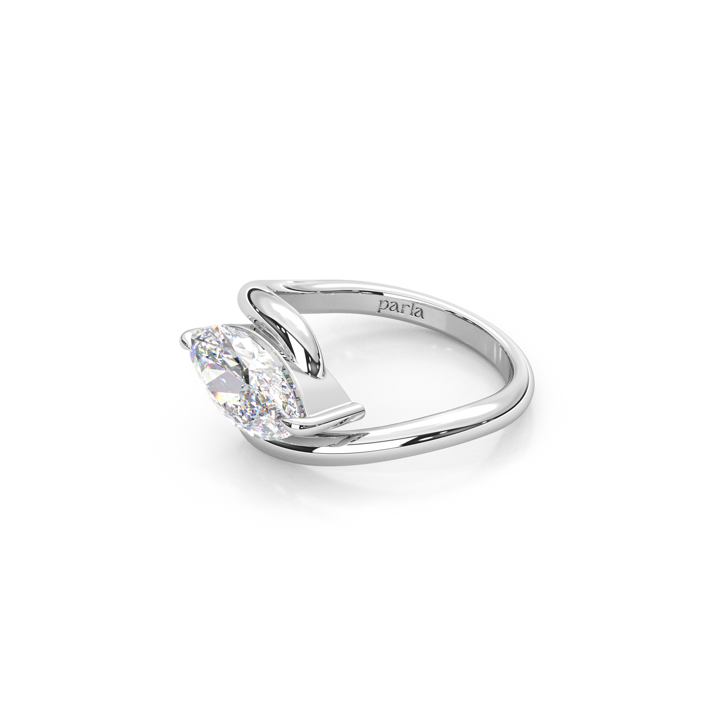 2.00 Carat East-West Marquise Cut Lab Diamond Ring with Curved Split Band