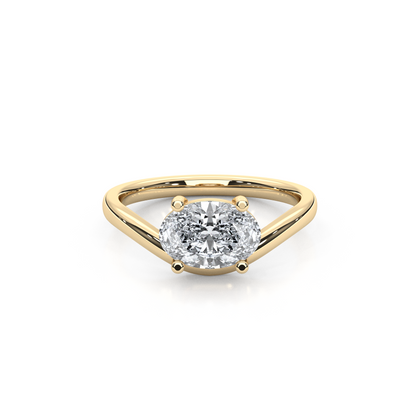 1.00 Carat Oval Lab-Grown Minimalist Band in East-West Orientation