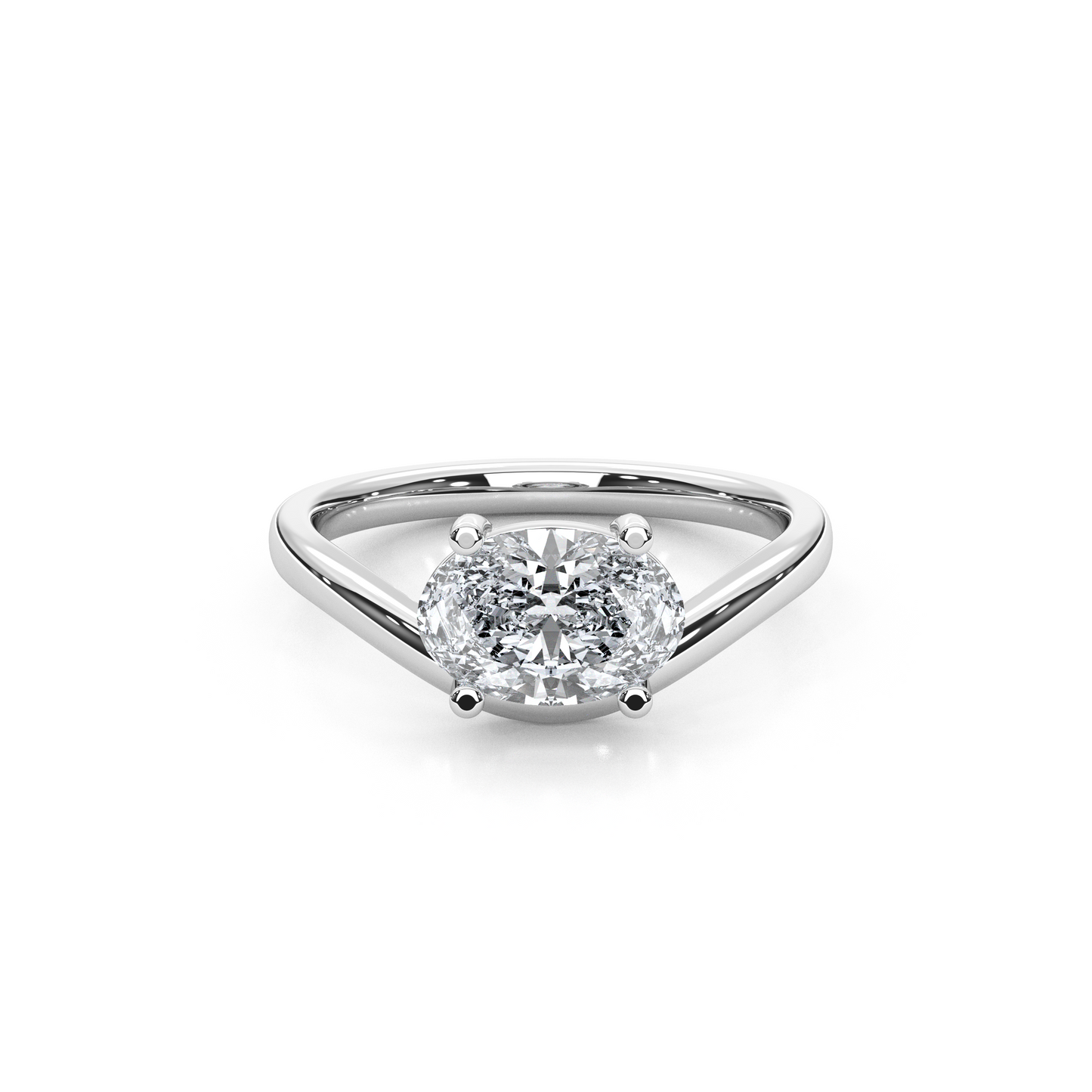 1.00 Carat Oval Lab-Grown Minimalist Band in East-West Orientation