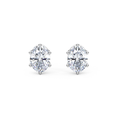 Classic Oval Cut Lab Diamond 6-Prong Stud Earrings