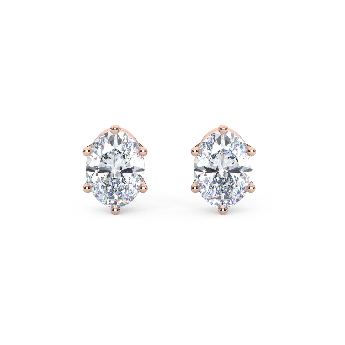 Classic Oval Cut Lab Diamond 6-Prong Stud Earrings