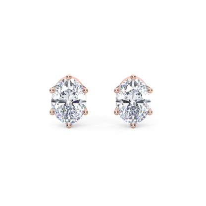 Classic Oval Cut Lab Diamond 6-Prong Stud Earrings