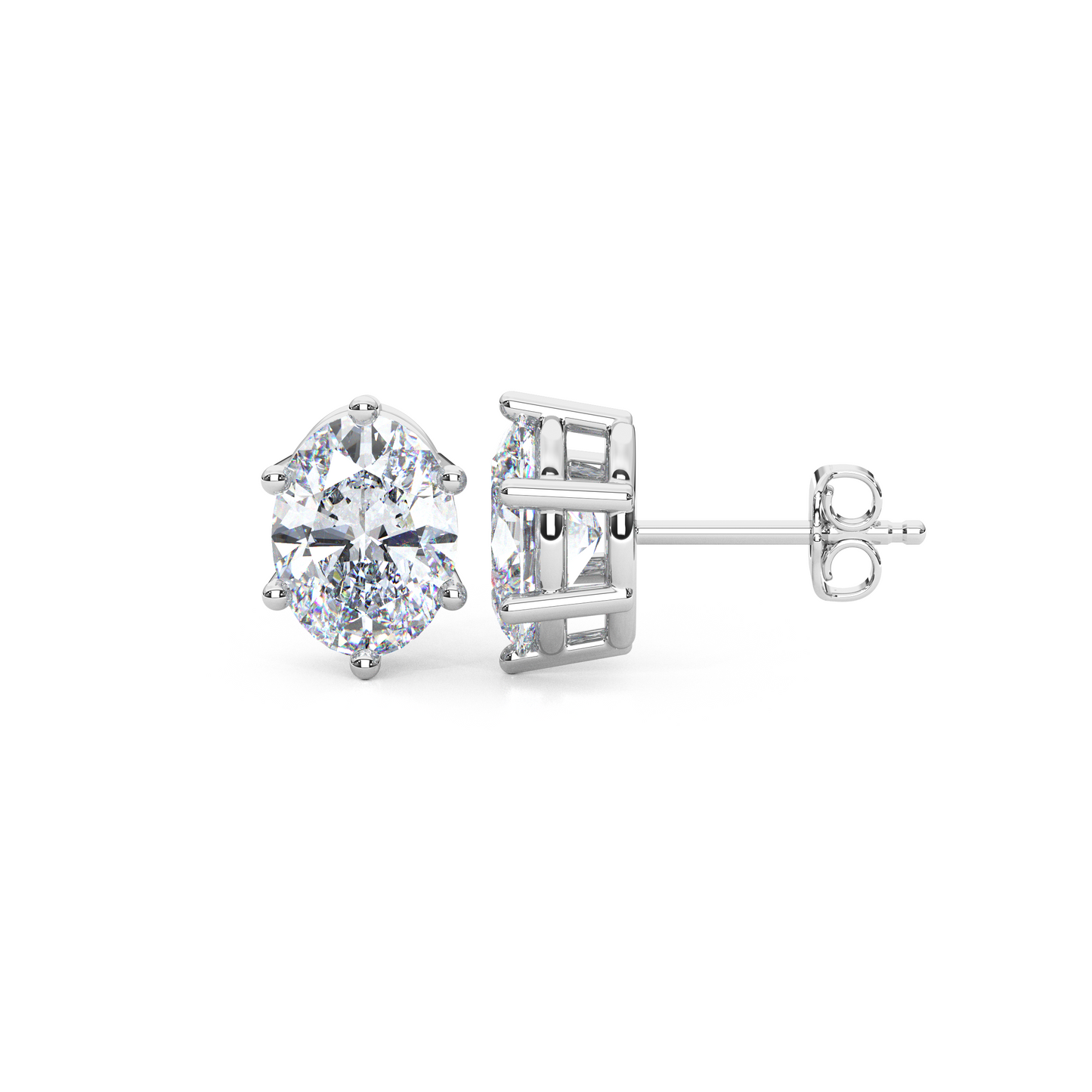 Classic Oval Cut Lab Diamond 6-Prong Stud Earrings