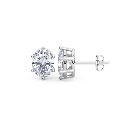 Classic Oval Cut Lab Diamond 6-Prong Stud Earrings