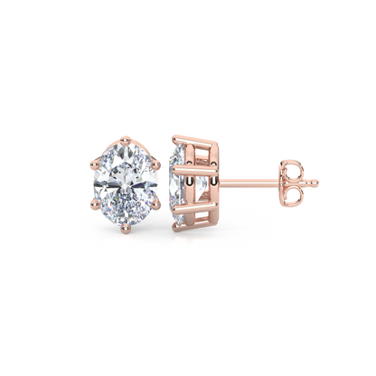 Classic Oval Cut Lab Diamond 6-Prong Stud Earrings