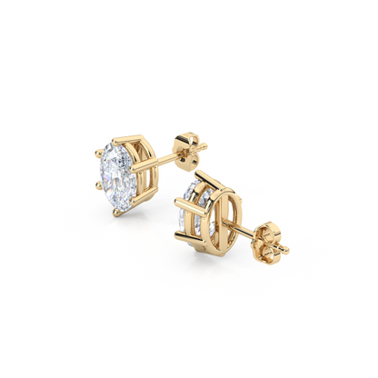 Classic Oval Cut Lab Diamond 6-Prong Stud Earrings