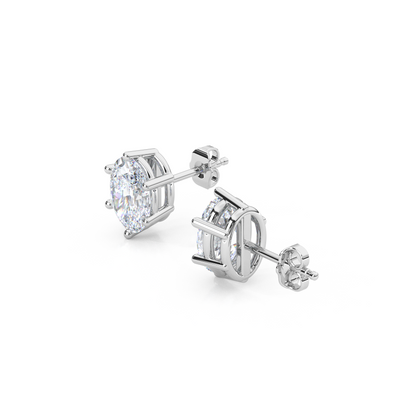Classic Oval Cut Lab Diamond 6-Prong Stud Earrings