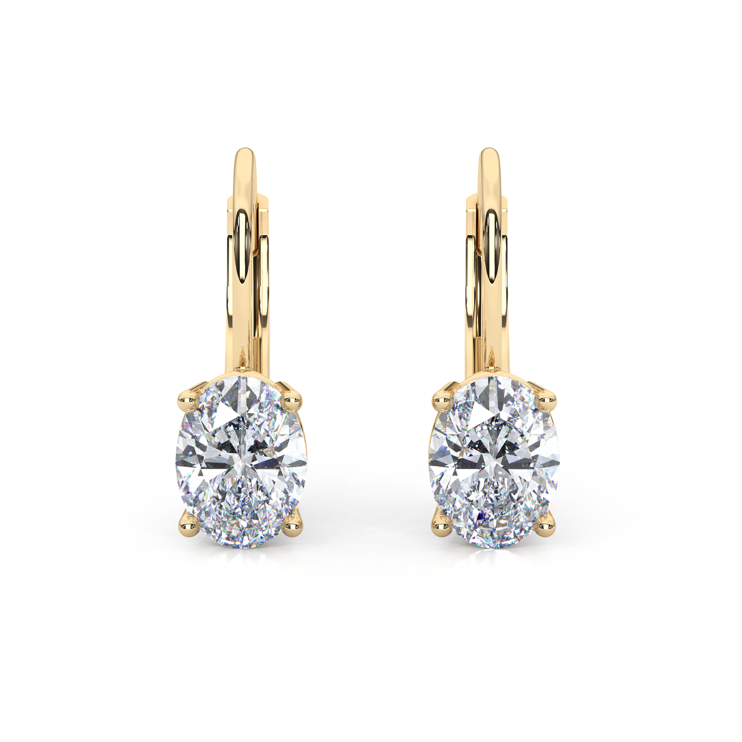 Classic Oval Cut Lab Diamond 4-Prong Drop Earrings