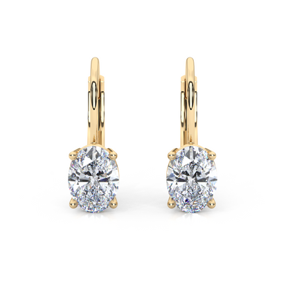 Classic Oval Cut Lab Diamond 4-Prong Drop Earrings