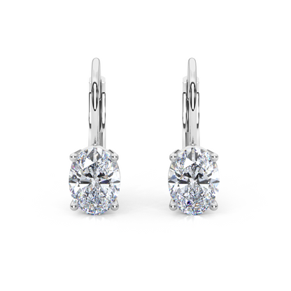 Classic Oval Cut Lab Diamond 4-Prong Drop Earrings