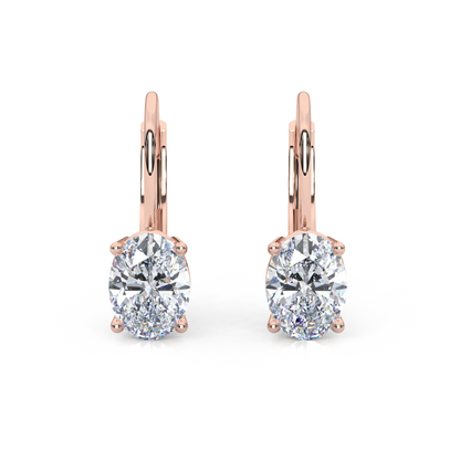 Classic Oval Cut Lab Diamond 4-Prong Drop Earrings