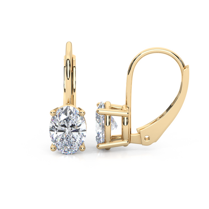 Classic Oval Cut Lab Diamond 4-Prong Drop Earrings