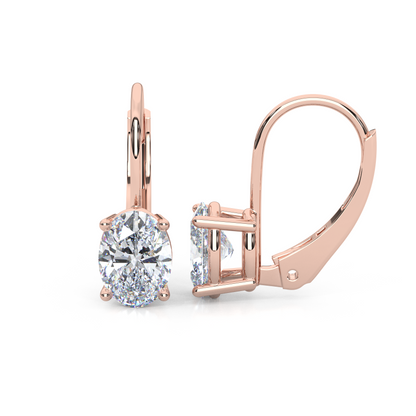 Classic Oval Cut Lab Diamond 4-Prong Drop Earrings