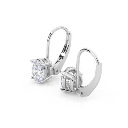 Classic Oval Cut Lab Diamond 4-Prong Drop Earrings