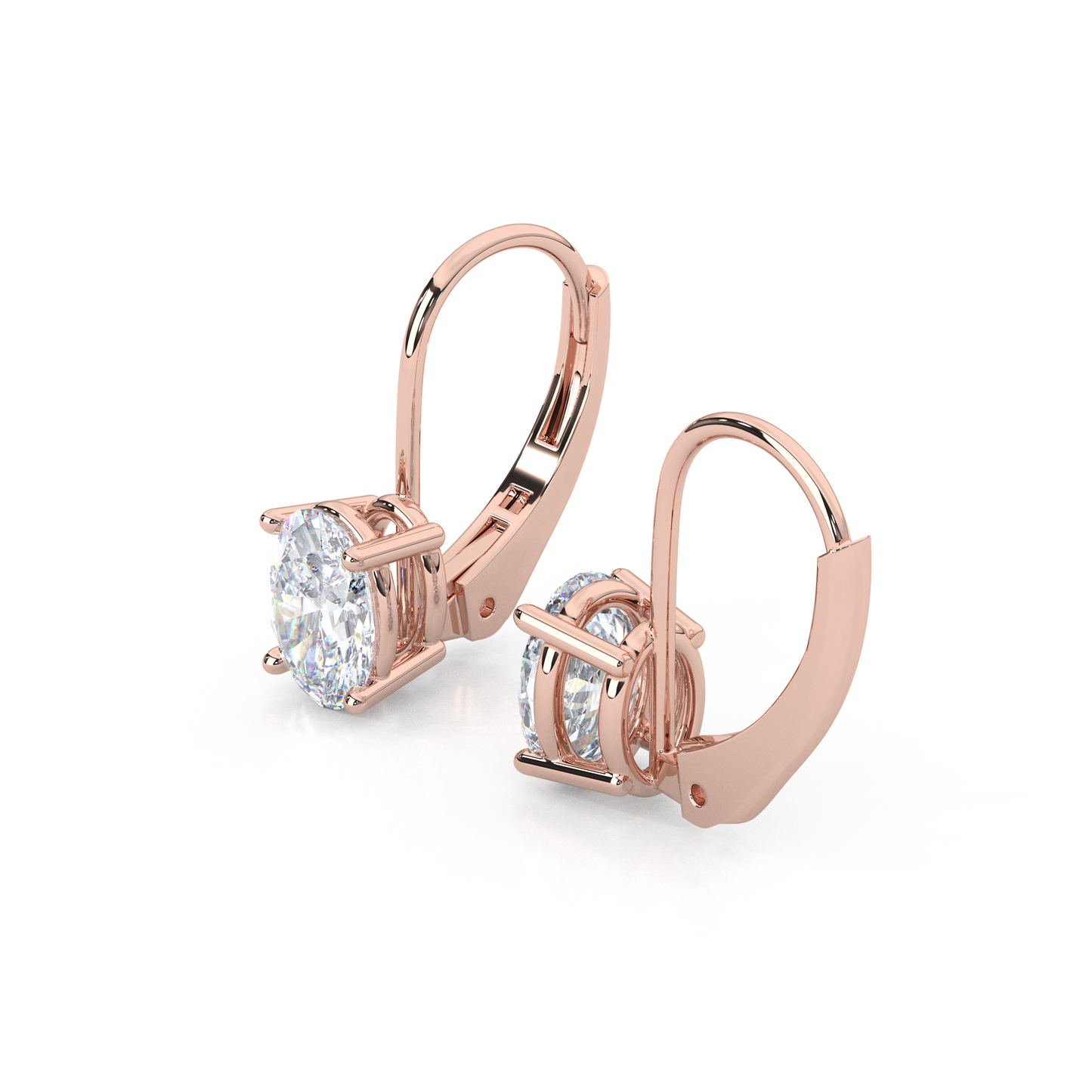 Classic Oval Cut Lab Diamond 4-Prong Drop Earrings