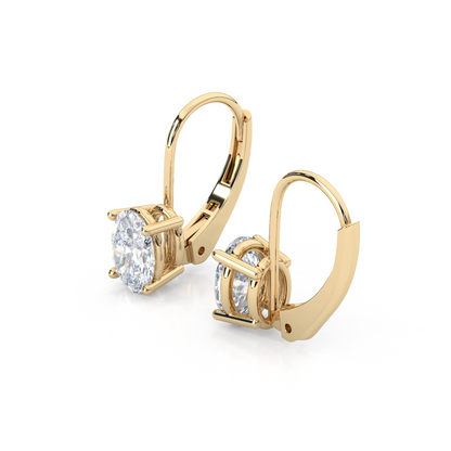 Classic Oval Cut Lab Diamond 4-Prong Drop Earrings