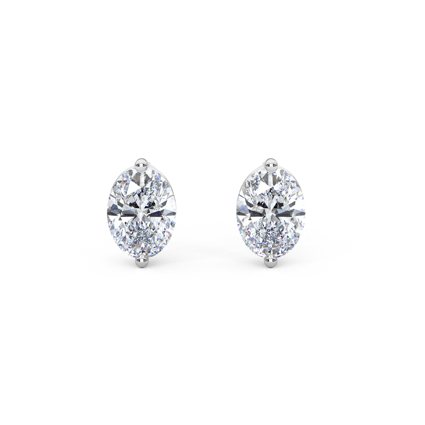 Classic Oval Cut Lab Diamond 2-Prong Stud Earrings
