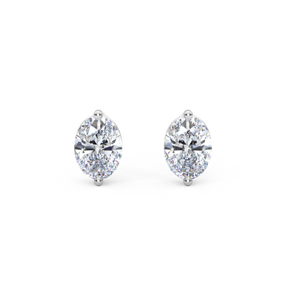 Classic Oval Cut Lab Diamond 2-Prong Stud Earrings