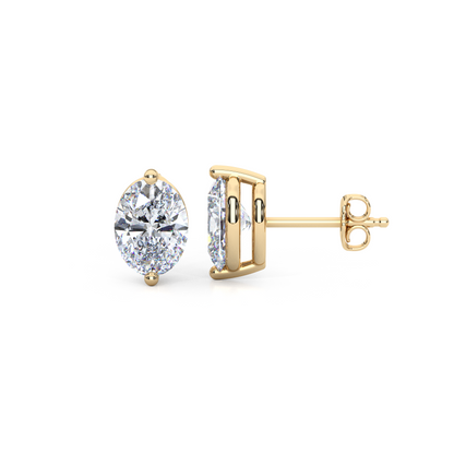 Classic Oval Cut Lab Diamond 2-Prong Stud Earrings